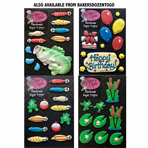 Fishing Lures Accessory Pack- 12 Pcs Edible Icing Cupcake Decora