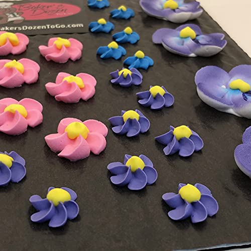 Flower Assortment - 24 Pcs Pansy Drop Flowers Edible Icing Cake