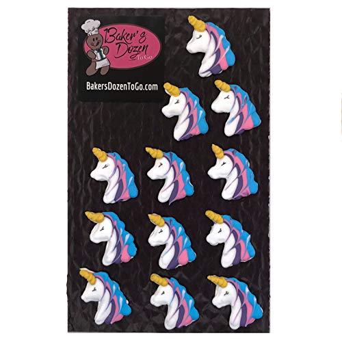 Mini Unicorn Toppers- 12 Pcs Edible Royal Icing Cake Topper Cupc