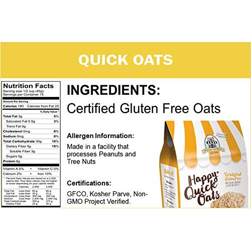 Bakery On Main Gluten-Free, Non-Gmo Happy Oats, Quick, 24 Ounce