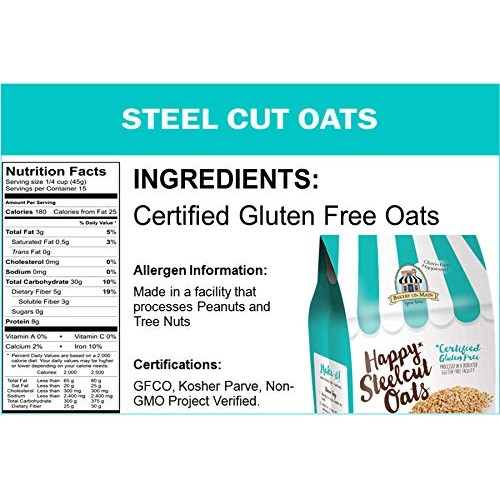 Bakery On Main Gluten-Free, Non-Gmo Happy Oats, Steel Cut, 24 Ou
