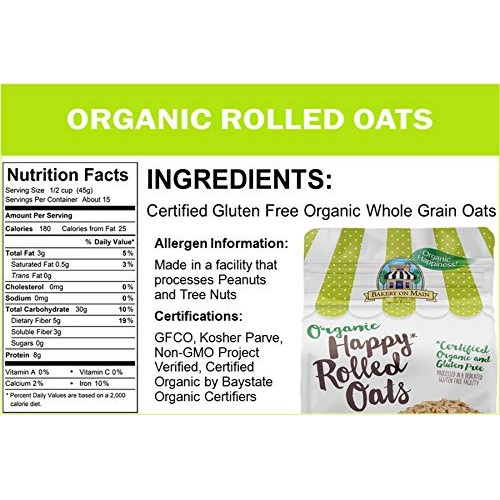 Bakery On Main, USDA Organic, Gluten-Free Oats, Vegan & Non GMO,...