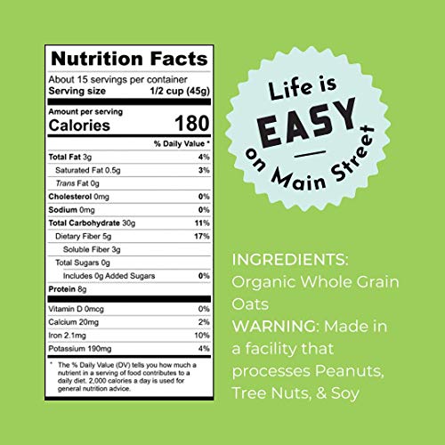 Bakery On Main, USDA Organic, Gluten-Free Oats, Vegan & Non GMO,...