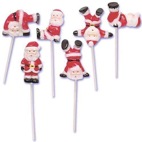 Tumbling Santa Claus Christmas Cupcake Picks - 6 Ct
