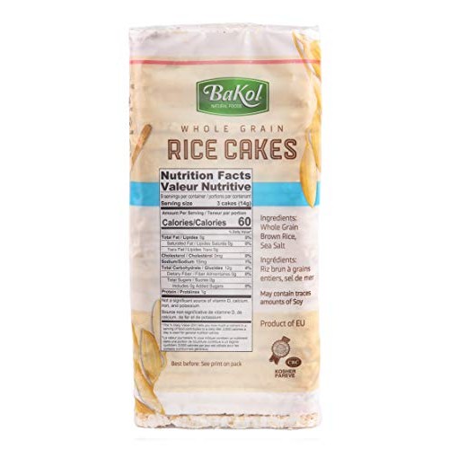 Bakol Whole Grain Brown Rice Cakes Lightly Salted, 3 Pack, Glute