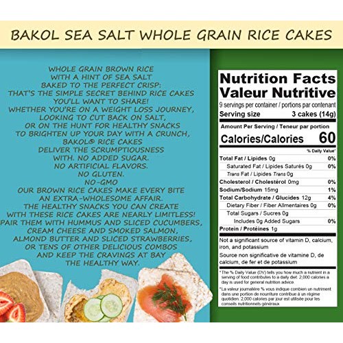 Bakol Whole Grain Brown Rice Cakes Lightly Salted, 3 Pack, Glute