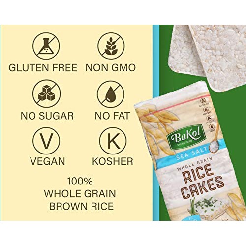 Bakol Whole Grain Brown Rice Cakes Lightly Salted, 3 Pack, Glute