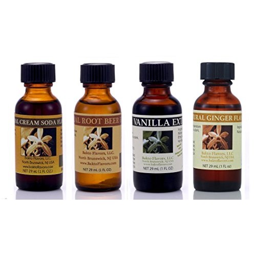 Bakto 4-Pack - Cream Soda, Root Beer, Vanilla, Ginger 1 Oz Bott