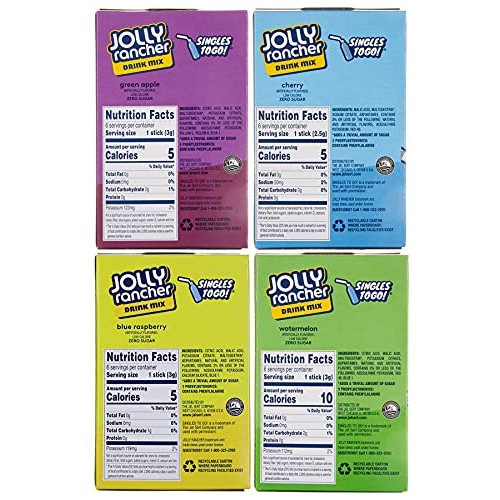Jolly Rancher Singles to Go Drink Mix Variety 6 Pack Bundle - Bl...