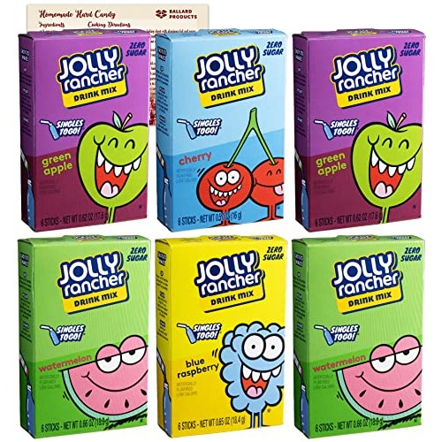 Jolly Rancher Singles to Go Drink Mix Variety 6 Pack Bundle - Bl...