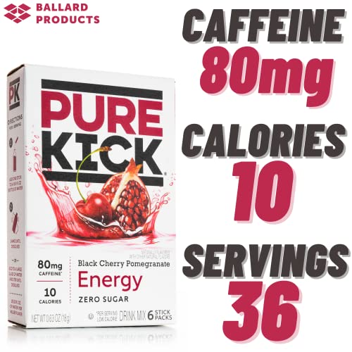 Pure Kick Energy Drink Mix Packets - Black Cherry Pomegranate Pa...