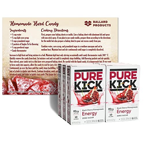 Pure Kick Energy Drink Mix Packets - Black Cherry Pomegranate Pa...