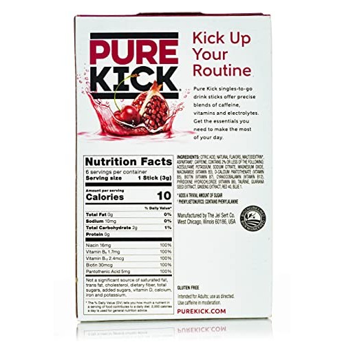 Pure Kick Energy Drink Mix Packets - Black Cherry Pomegranate Pa...