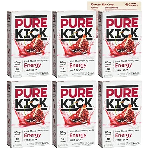 Pure Kick Energy Drink Mix Packets - Black Cherry Pomegranate Pa...