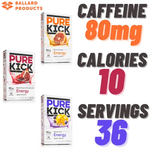 Pure Kick Energy Drink Mix Packets With Caffeine - Variety Pack ...