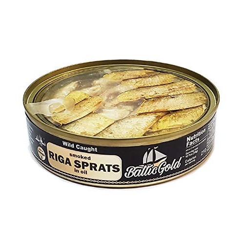 Smoked Riga Sprats In Oil Wild Caught Baltic Gold 5.7 Ounce