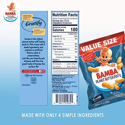 Gratify Bamba Peanut Butter Snacks For Families - All Natural Pe