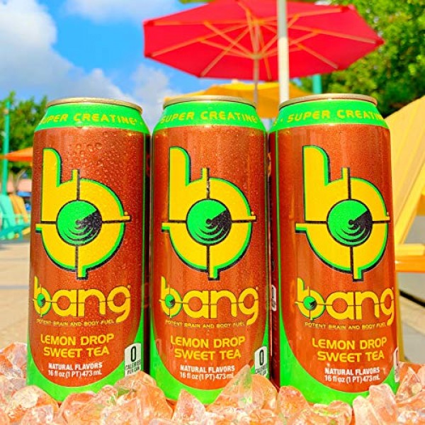 Bang Energy Drink, Lemon Drop Sweet Tea, 16oz Cans 12 Pack
