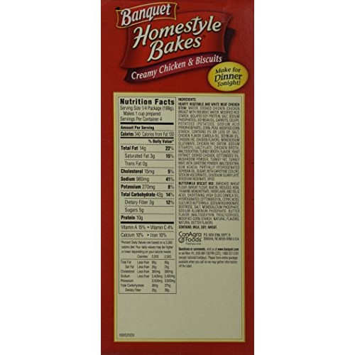 Banquet, Homestyle Bakes, Creamy Chicken &Amp; Biscuits, 28.10Oz Box