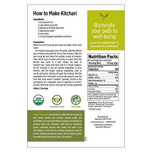 Banyan Botanicals Kitchari Spice Mix – 97% Organic Ayurvedic Spi