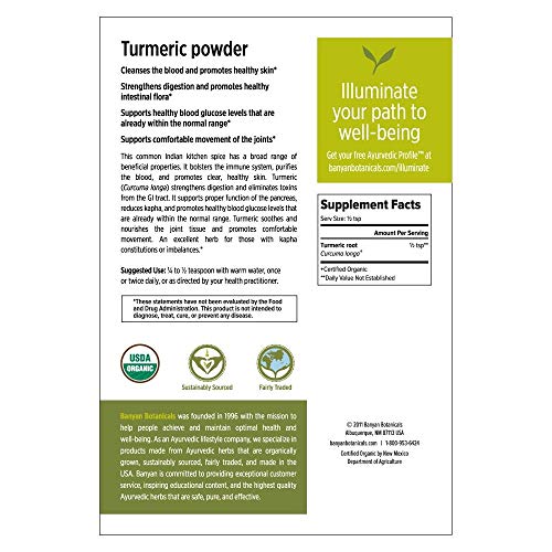 Banyan Botanicals Turmeric Powder - Usda Organic, 1/2 Lb - Curcu