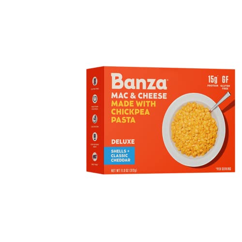 Banza Chickpea Mac and Cheese, Shells with Creamy Deluxe Cheddar...