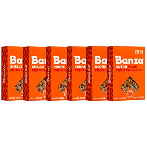 Banza Chickpea Pasta, Variety Pack 2 Penne/2 Rotini/2 Shells -