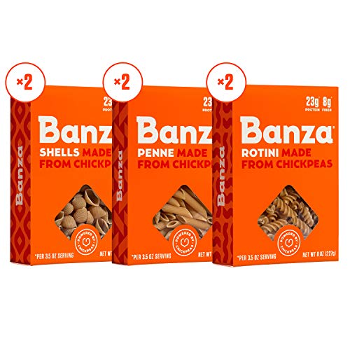 Banza Chickpea Pasta, Variety Pack 2 Penne/2 Rotini/2 Shells -