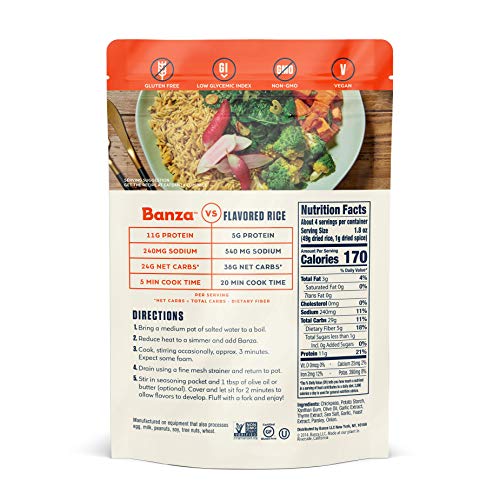 Banza Chickpea Rice, High Protein Low Carb Healthy Rice, Gluten-