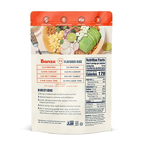 Banza Chickpea Rice, High Protein Low Carb Healthy Rice, Gluten-