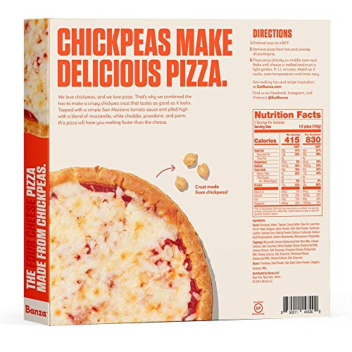 Banza Four Cheese Frozen Pizza Made From Chickpeas - High Protei