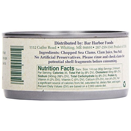 Bar Harbor Clams, All Natural Chopped, 6.5 Ounce Pack Of 12