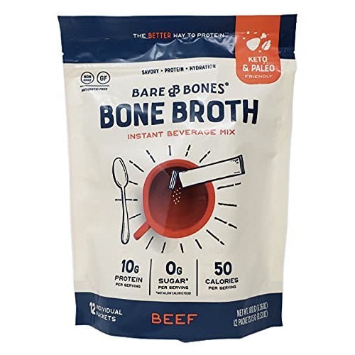 Bare Bones Bone Broth Powdered Instant Beverage Mix - Beef Flavo
