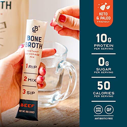 Bare Bones Bone Broth Instant Beverage Mix, Beef, 10G Protein, K