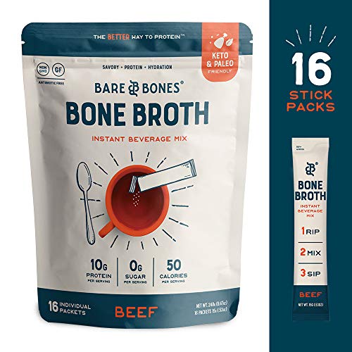 Bare Bones Bone Broth Instant Beverage Mix, Beef, 10G Protein, K