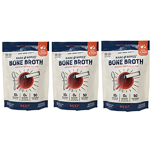 Bare Bones Bone Broth Powdered Instant Beverage Mix - Beef Flavo