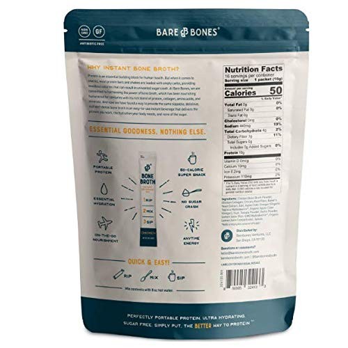 Bare Bones Bone Broth Instant Powdered Beverage Mix, Chicken, 10