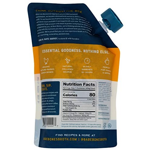 Bare Bones, Organic Chicken Bone Broth, 16 Ounce