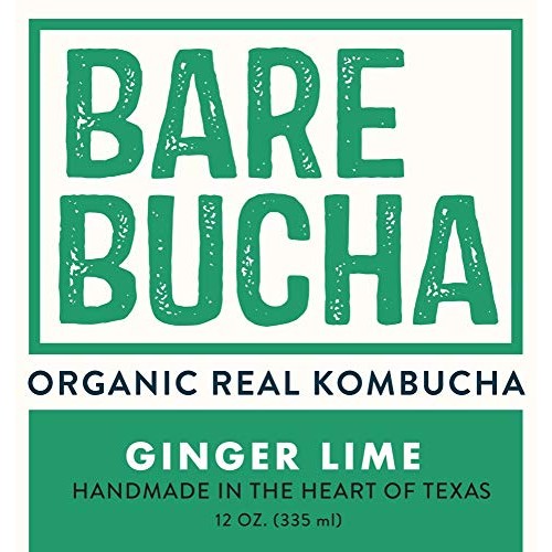 Organic Kombucha Bare Bucha - Ginger Lime - 6-Pack, No Sugar A