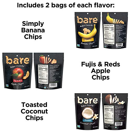 Bare Baked Crunchy Apple Chips, Banana Chips, And Coconut Chips,