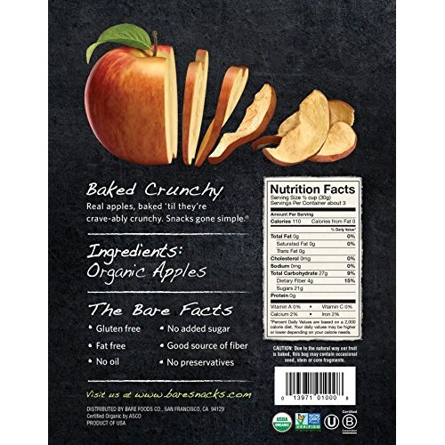 Bare Baked Crunchy Organic Apple Chips, Fuji &Amp; Reds, Gluten Free