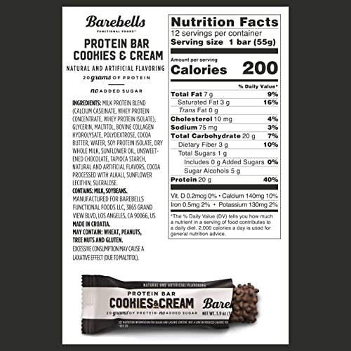 Barebells Protein Bars Cookies &Amp; Cream - 12 Count, 1.9Oz Bars -