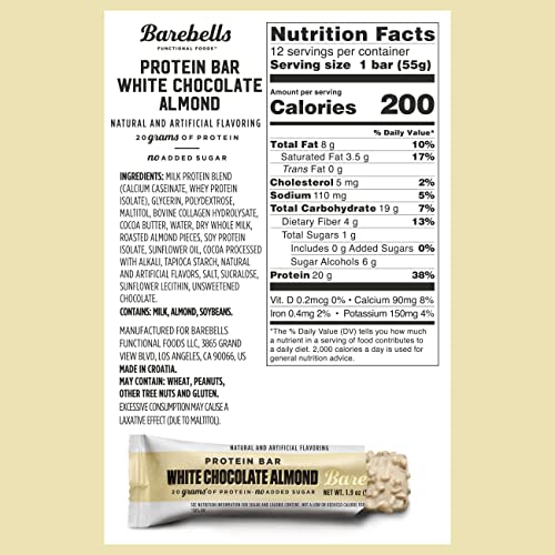 Barebells Protein Bars White Chocolate Almond - 12 Count, 1.9oz ...