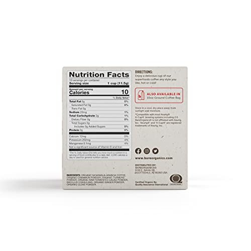 Bare Organics 15947 Cardio Care USDA Organic Coffee Pods, Keurig...