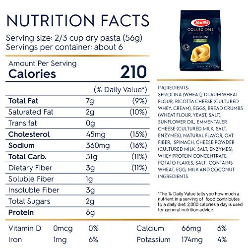 Barilla Collezione Pasta, Cheese &Amp; Spinach Tortellini, 12 Ounce