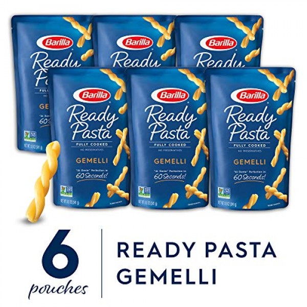 BARILLA Ready Pasta, Gemelli Non-GMO, No Preservatives Pack of 6