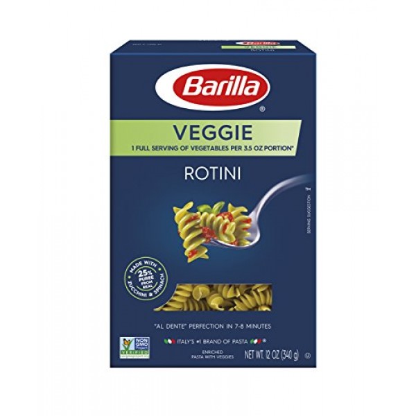 Barilla Veggie Pasta, Rotini Pasta, 12 Ounce Pack of 8