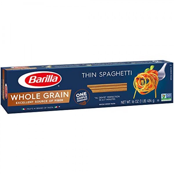 Barilla Whole Grain Pasta, Thin Spaghetti, 13.25Oz,Pack Of 4
