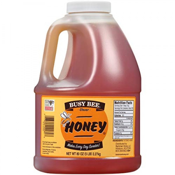 Honey Busy Bee Clover Plastic Handle Jug 6 Case 5 Pound