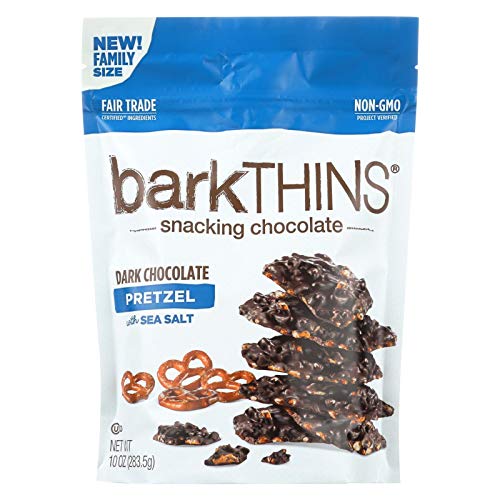 Bark Thins Snack,Dark Chocolate Pretzel 10 Oz Pack Of 9